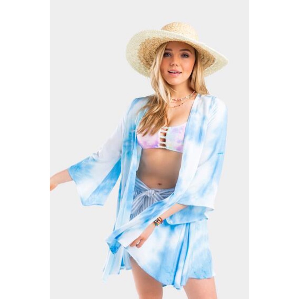 Blue Tie Dye Kimono/Cover Up